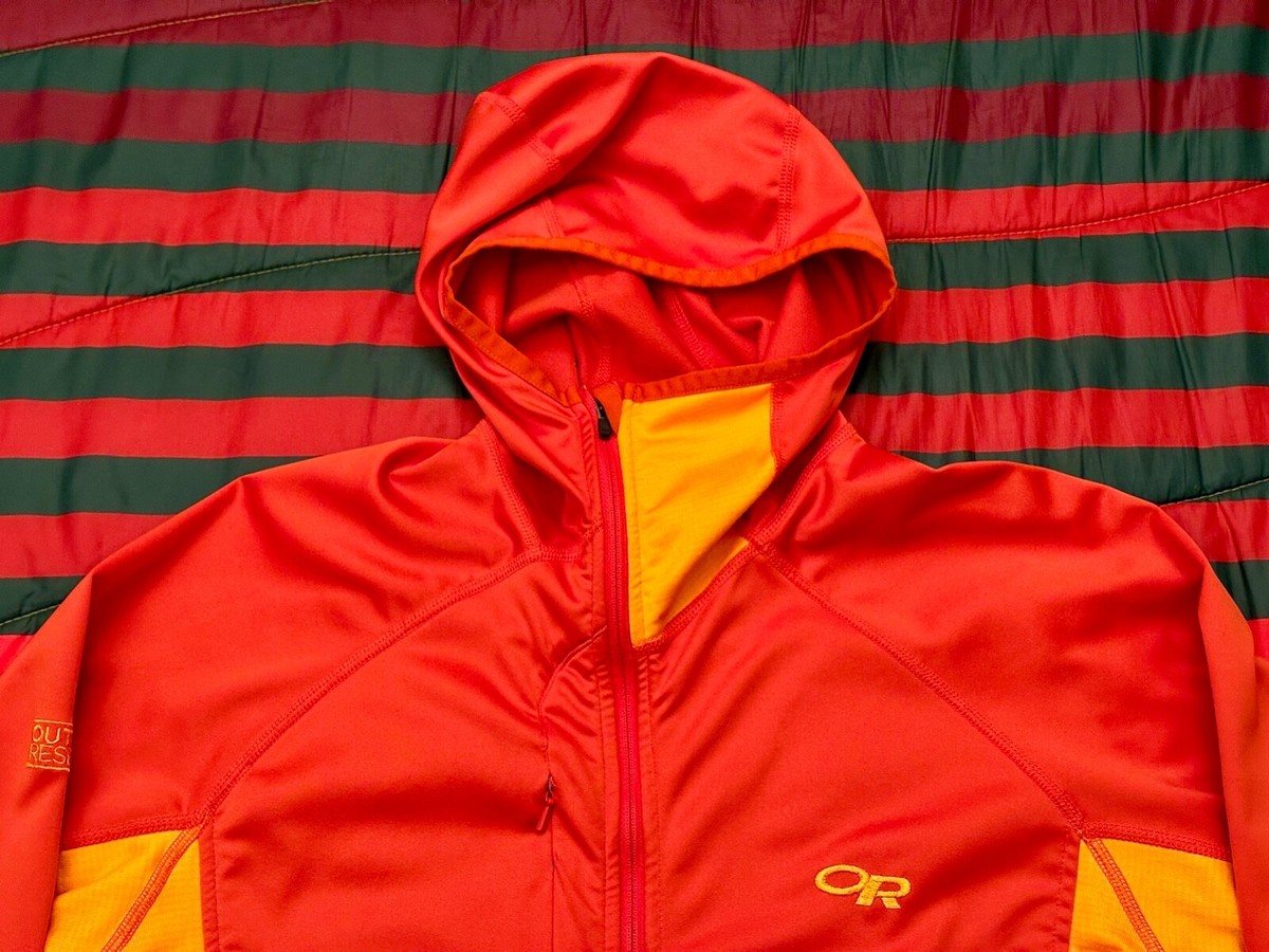 EXC! Outdoor Research Centrifuge Jacket Mens S Hoodie Softshell Orange V031