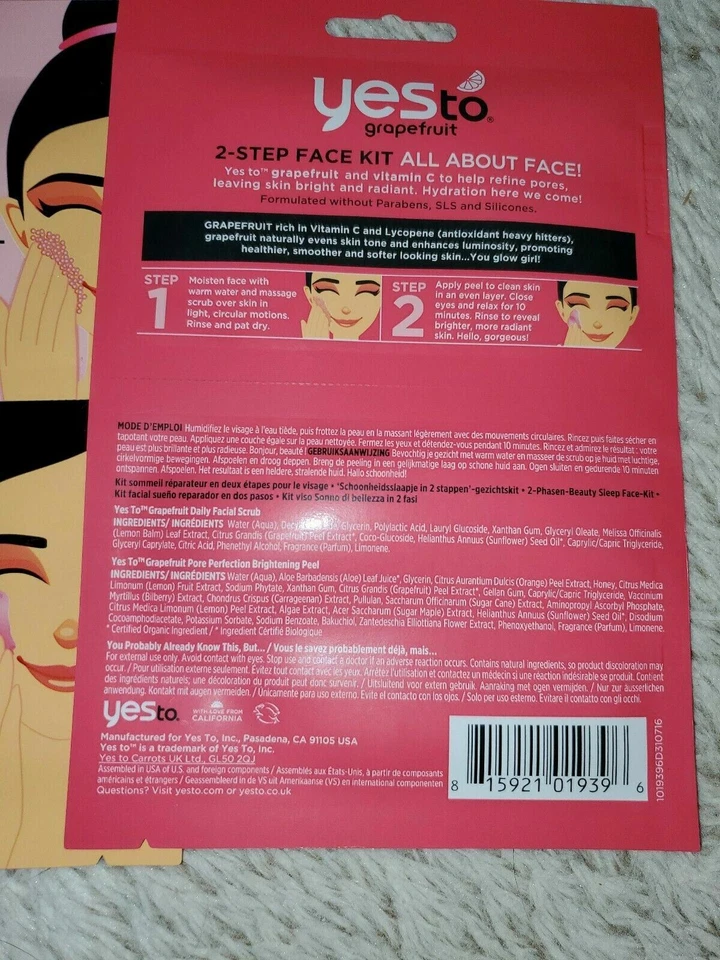 Yes To Grapefruit Correct & Repair Kit Facial de 2 Pasos (Exfoliar y Pelar) Lote de 2 Foto 2 de 3