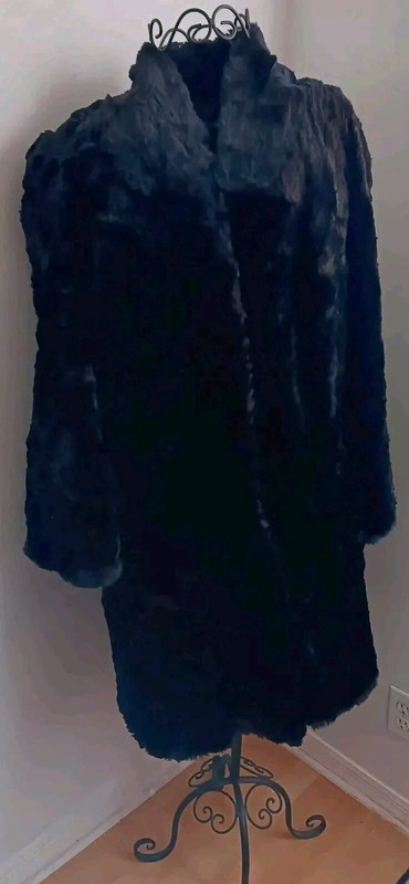 Sz 16 L Real Genuine MINK Black FUR Winter COAT FULL LENGTH Designer ELLIS STONE