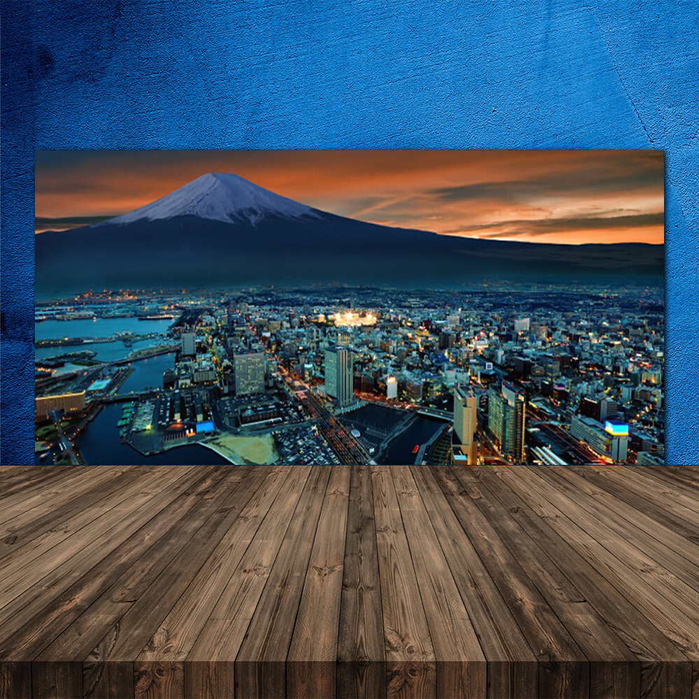 Crédence de cuisine en verre 120x60 cm panorama montagnes et ville