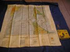 WW2 1944 AAF Cloth Map( 2 sided)/ Compass/ Compass Training Aid