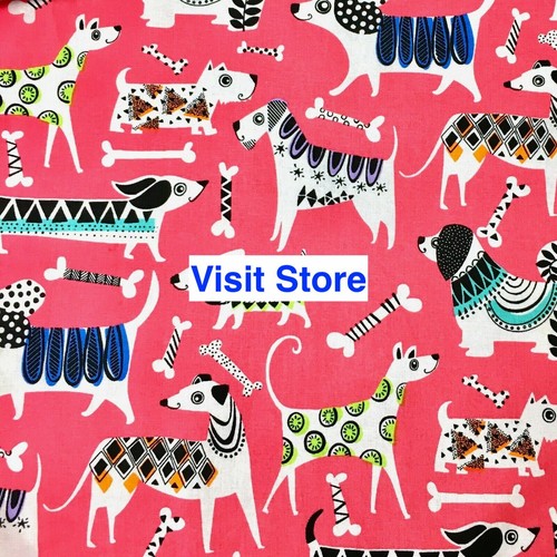 Tossed Dogs Bones Nursery Quilt Quilting Sewing Fabric FQ Red - Bild 3 von 5