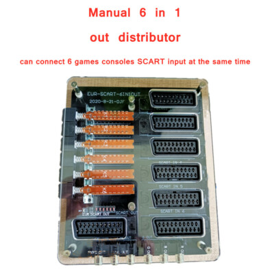 6in1 output Video Scart Distributor SVHS RCA AV EUR Automatic switcher Adapter