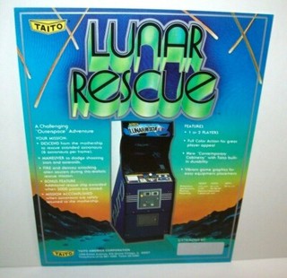 Lunar Rescue Arcade FLYER 1979 Original  Video Game Artwork Space Age Retro Art