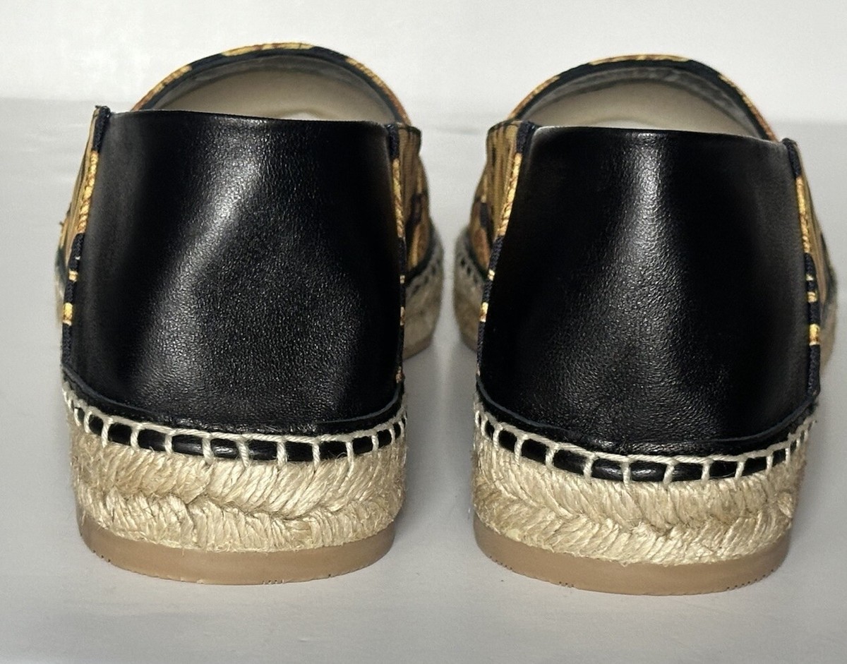 VERSACE Barocco Print Gold/Black Canvas Espadrilles 11.5 US 