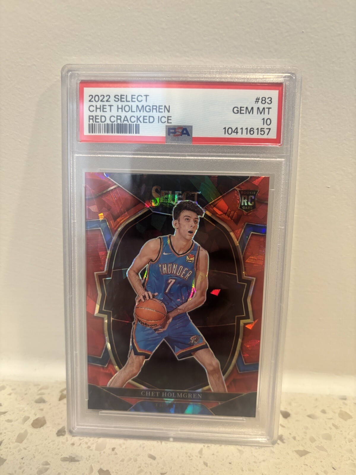 2022-23 Panini Select #83 Chet Holmgren Red Cracked Ice Rookie RC GEM PSA 10