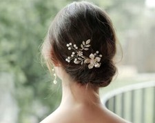 Flower Bridal Wedding Hair Accessories, Acrylic Pearls Flower Hair Clip