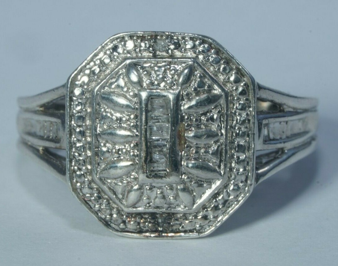 Sterling Silver .05.ctw Natural DIAMOND Baguette … - image 6