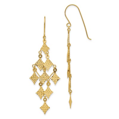14k Yellow Gold Chandelier Earrings for Women 1.77g L-61mm, W-18mm
