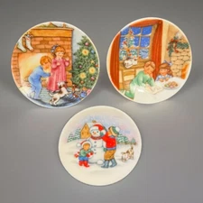 Hallmark Keepsake Porcelain Christmas Plates Mini Wall Hanging Ornaments 89-91