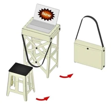 Portable Laptop Workstation with 29" Stand and 16" Padded Stool, folds into Case