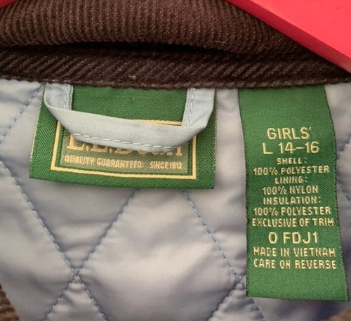 Girls LL Bean Quilted Riding Jacket-L-14/16-Blue-Fall-EUC-Layering - Picture 4 of 5
