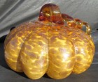Decorative Orange & Yellow Glass Pumpkin with LOTS of GOLD AVENTURINE, 7" Across — photo 5