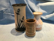 Selection Of Three Vintage Studio Pottery Vases All With Potters Stamps 