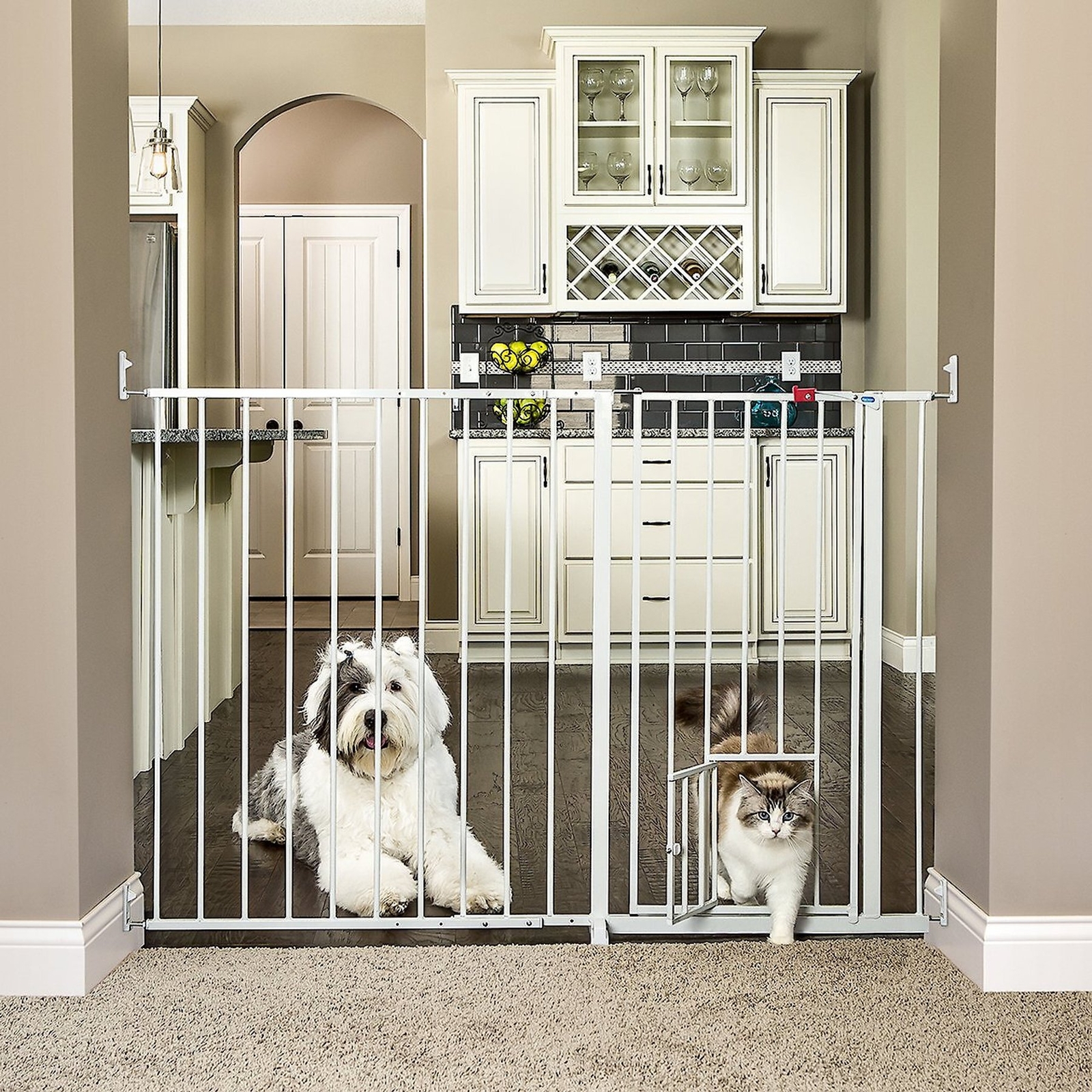 Maxi Extra Tall Walk-Thru Dog Gate with Pet Door