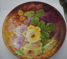 Antigua porcelana Royal Italian Art Co. "Placa decorativa firmada E. LAPORT 12,5"""