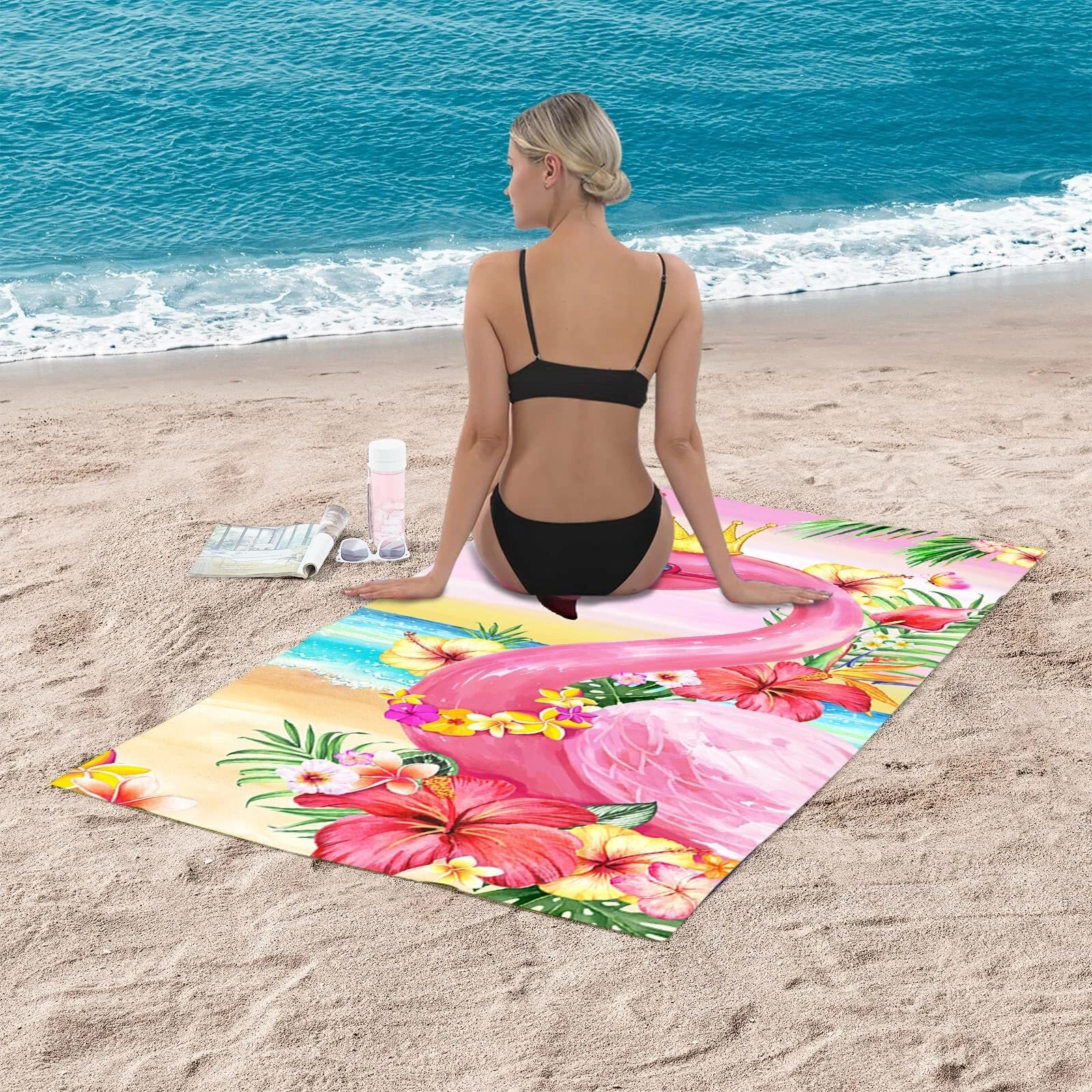 Flamingo Beach Towel 30x60 Microfiber Pink Quick Dry Sand Proof