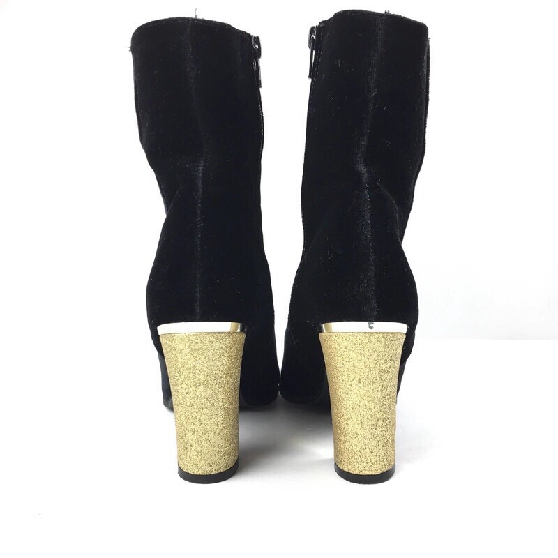 CATO Black Velvet Boots Booties Womens 7 M Gold Glitt… Gem