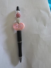 Beaded Pens with twist to use. Pink,silver and black. Black Ink