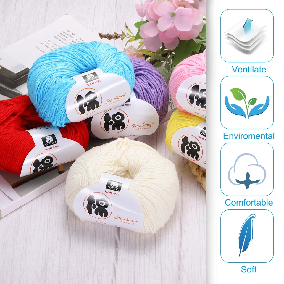 Cotton Yarn,Soft Knitting Yarn -4 Skeins/4×218yards/4×4.54oz/Brown Foto 3 de 4