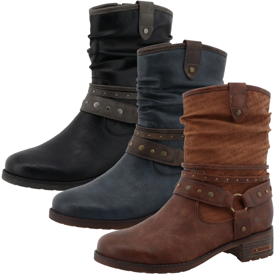Mustang Bottines Pour Femmes Avec Bandes Décoratives 15M0062003 - Photo 1/1