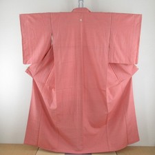 Tsumugi kimono Silk Pink One family crest 61.0inch Women's