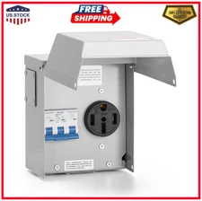 50 Amp Temporary RV Power Outlet with Breaker, Outdoor Breaker Box with NEMA 3R