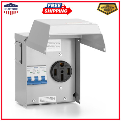 50 Amp Temporary RV Power Outlet with Breaker, Outdoor Breaker Box with NEMA 3R