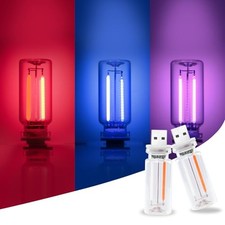 2 Pcs Car Three-Color USB Light,Touch Dimmable Night LED Lights,Car Red Blue