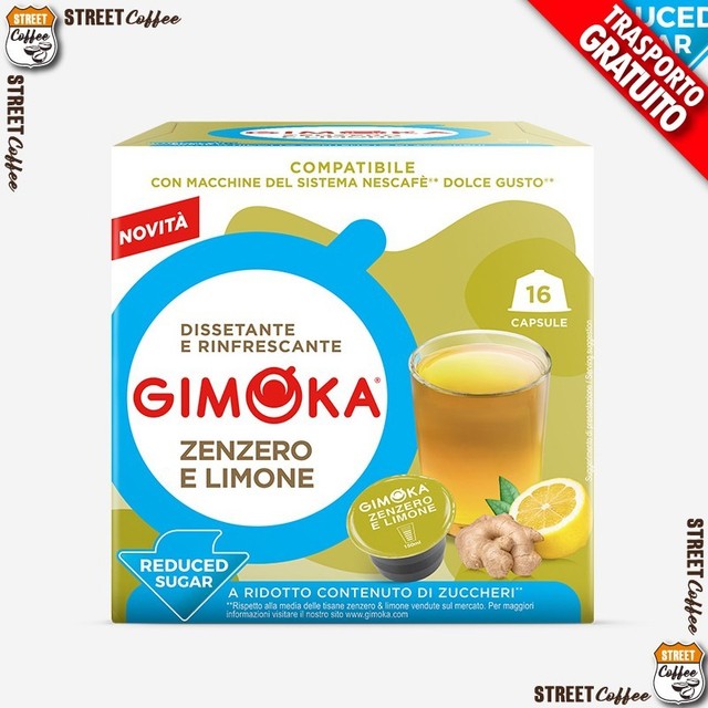 96 Cialde Capsule Gimoka Zenzero e Limone Nescafè Dolce Gusto  Con POCO ZUCCHERO