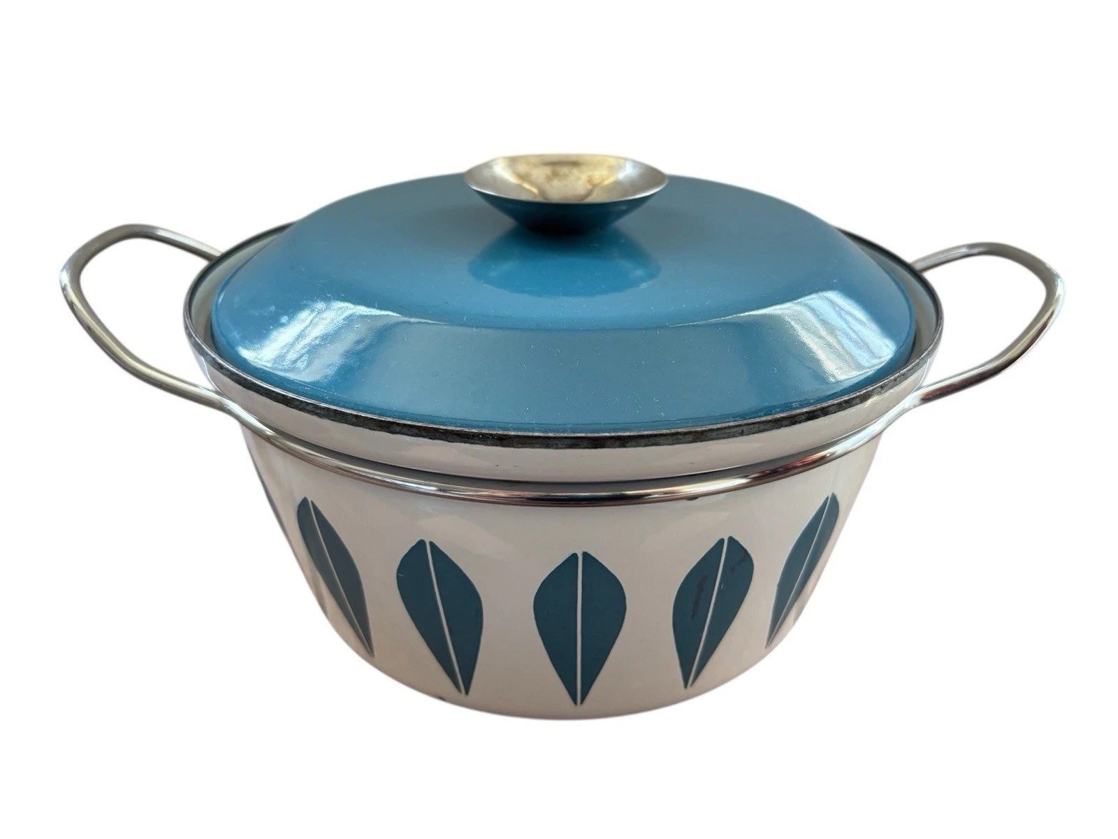 Vintage Cathrineholm Blue Lotus Enamelware Dutch Oven Pot w/ Lid 8.5" MCM