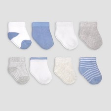 Carter's Just One You  8pk Baby Boys' Ankle B Basic Terry Socks 0-3 Months