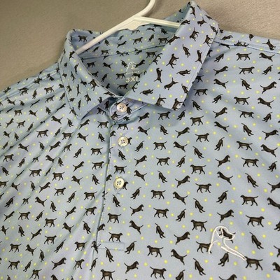 Rhoback Golf Polo Shirt Men's 3XL XXXL Blue Performance Black Lab Tennis Ball
