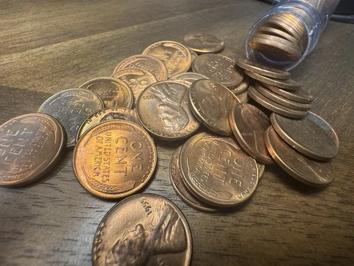 1955 Lincoln Wheat Cent Penny Roll - 50 Coins AU