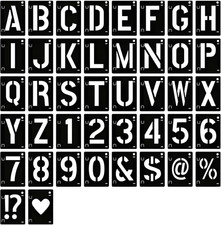 2 Inch Letter Stencils and Number Stencils, 42 PCS Reusable Alphabet Plastic