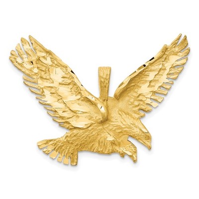 10k Gelbgold Adler Anhänger für Männer strukturierter fliegender Vogel amerikanisches Symbol