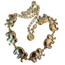 Belt Gold Elephant Link Chain Lion of Venice Medallion Clasp Vintage 36 Inches