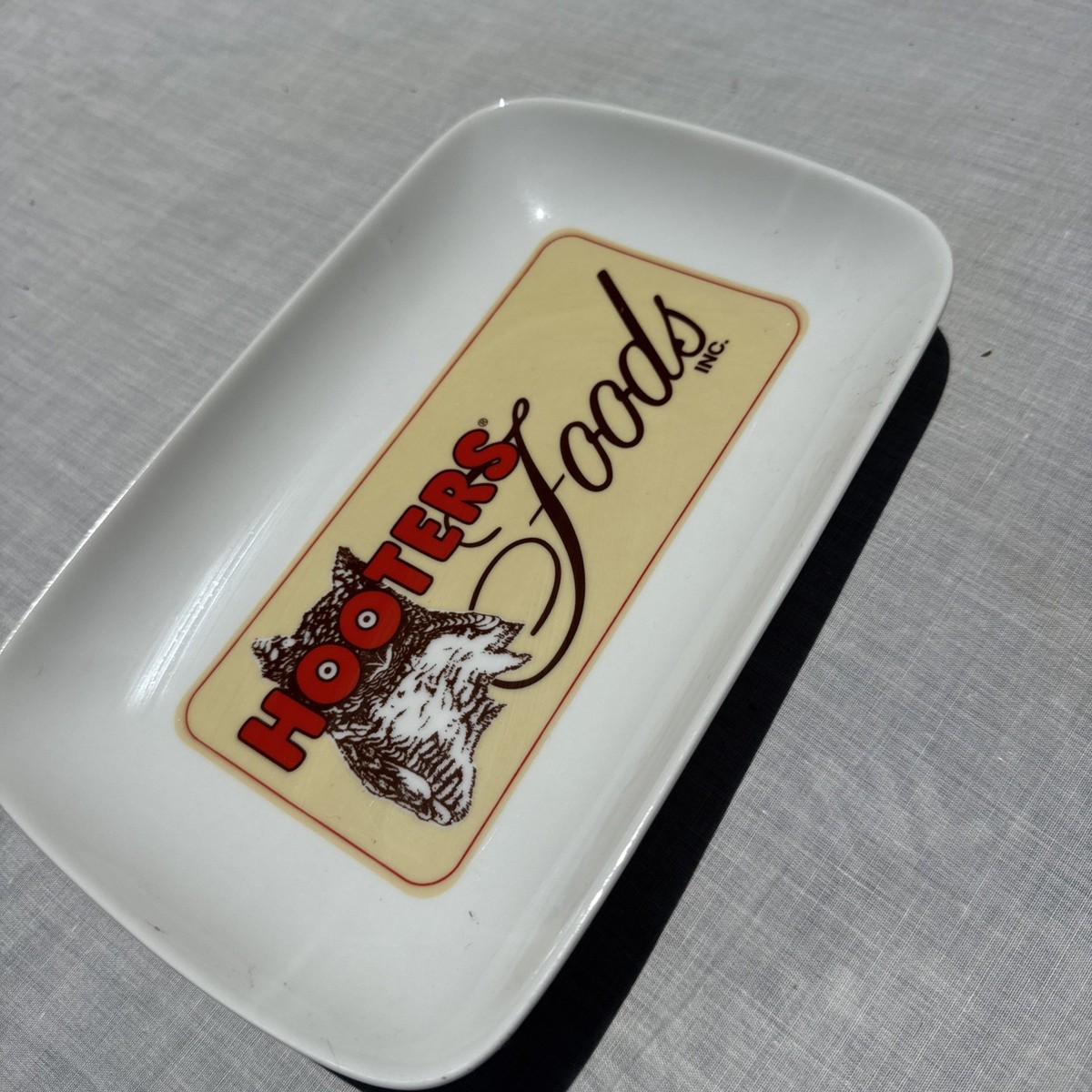 HOOTERS Logo Ceramic Tray Serving Plate Wings Food Owl Logo 9” X 6
