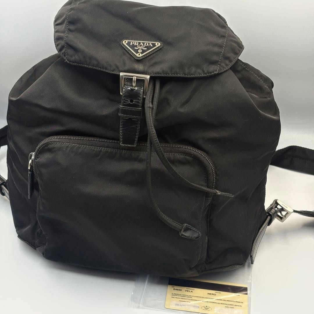Condition Classic PRADA VELA Nylon Backpack Black with Gallery from japan thumbnail 2