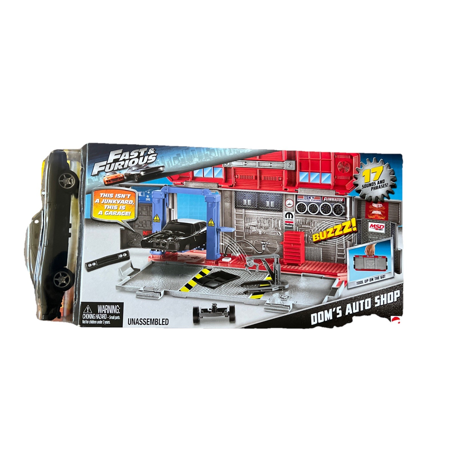 Mattel Fast & Furious 8 Dom's Auto Shop Garage & Dodge Charger