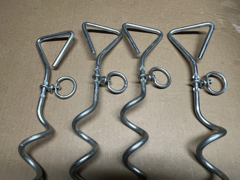 4 Heavy Duty Spiral Steel Anchors 18”, Chrome Plated, Secure Pets, Tents, Tarps