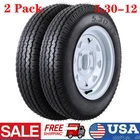 2 Pack 5.30-12 Trailer Tires On Rim 530-12 5.30 X 12 4 Lug Load Range C 6PR US
