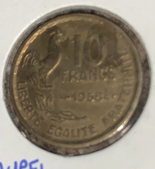 1958 France 10 Francs Coin.  KM 915.1 World Coin Collectible French Currency  XF