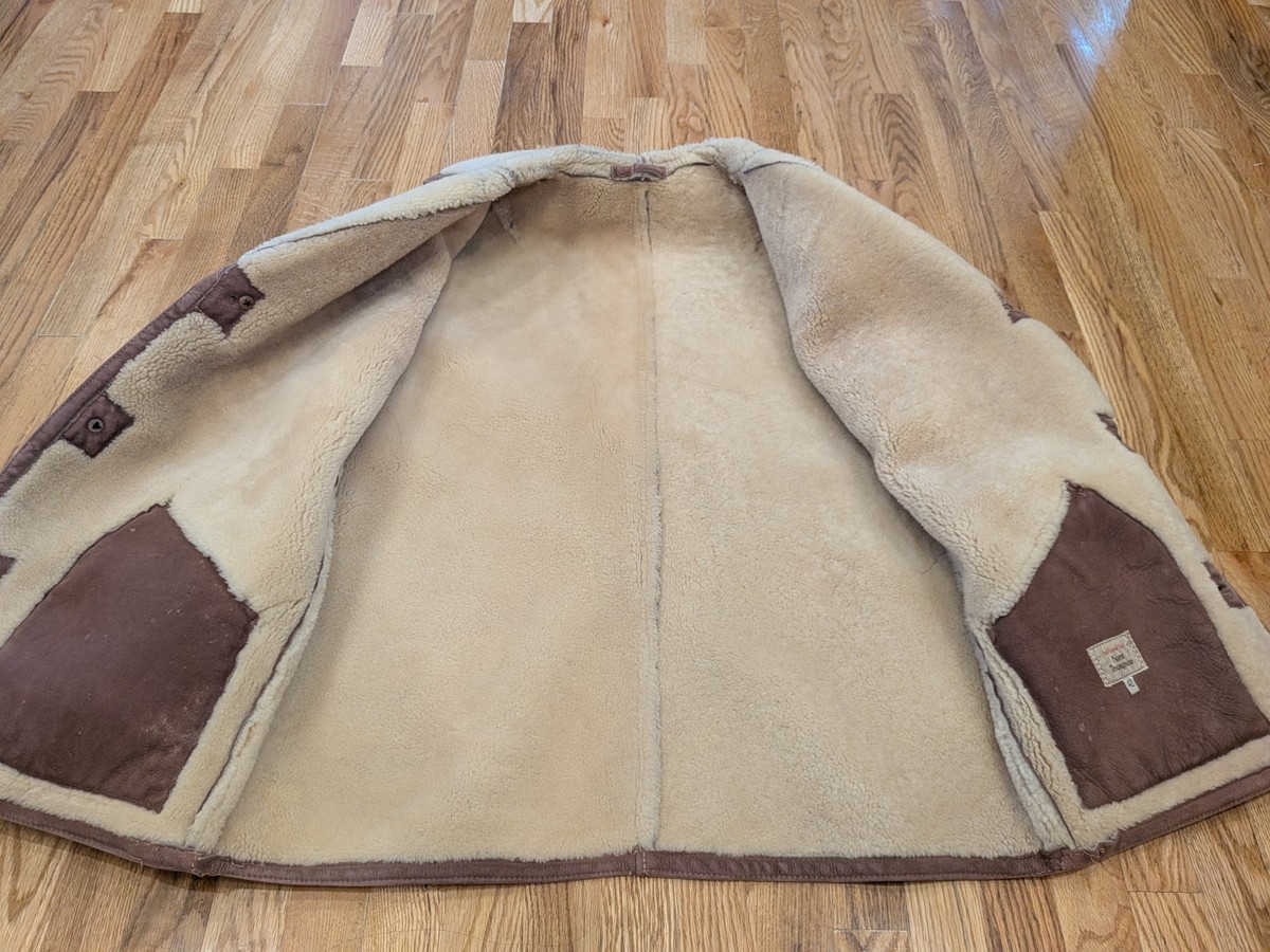 Vintage NORM THOMPSON Mens 42 Brown Sheepskin Jacket Coat Leather