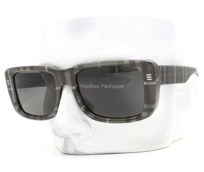 Burberry Jarvis Sunglasses B 4376U 3804/87 Charcoal Gray Check Plaid with Case