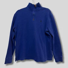 Polo Ralph Lauren 1/4 Zip Pullover Sweater 100% Cotton Dark Royal Blue M