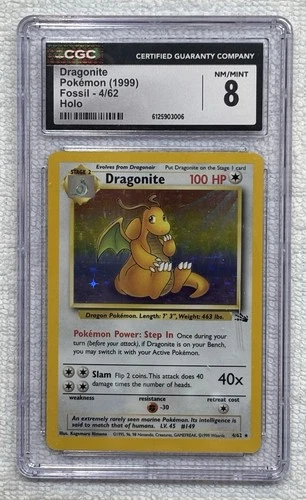 CGC 8 DRAGONITE 1999 HOLO (FOSSIL) 4/62 Pokemon Card