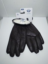 Dockers Mens BROWN Leather Gloves Sherpa Lined Size Medium Easy Texting New Tags