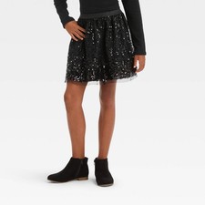 Cat  Jack Girls' Black Pull On Sequins Skirt Size X-Small 4/5