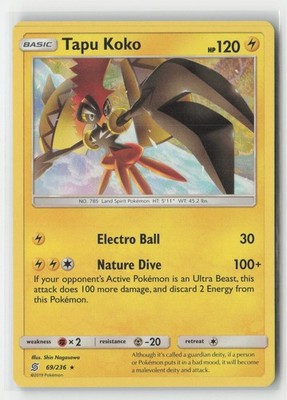 Tapu Koko 69/236 Holo Rare Unified Minds Pokemon Near Mint